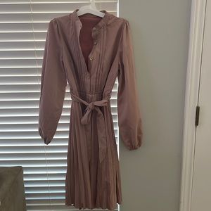 Shein Pleated Belted Shirt Dress